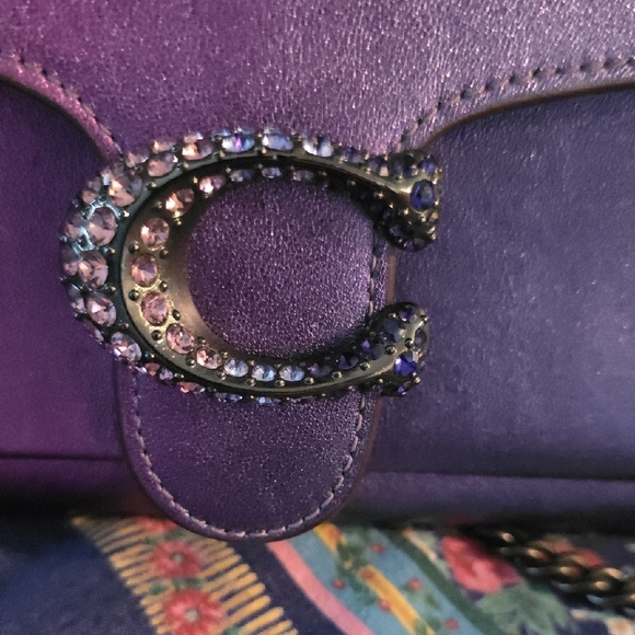 Coach Tabby Metalic Purple Ombre Clutch w/Chain Crossbody Strap NWT - Picture 2 of 11